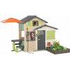Domček Priateľov so stolom a slnečníkom Friends House Evo Playhouse Life Smoby v prírodných farbách rozšíriteľný