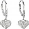 Evolution Group strieborné náušnice visiace so zirkónom biele srdce 11301.1