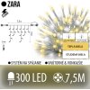Zara led svetelná záclona vonkajšia flash - 300led - 7,5m teplá biela/flash prebliknutie studená biela - transparentný kábel