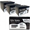 3x akumulátor AGM 12V 15Ah BIAKS (rozmer 10Ah 12Ah 14Ah) pre solárne CCTV UPS