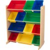 KIDKRAFT Úložná police přírodní s 12 barevnými boxy