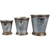 Clayre & Eef 3ks šedé plechové dekoračné vedro - Ø 26*28 / Ø 22*24 / Ø 18*20 cm - Clayre & Eef