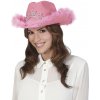 Guirca kovbojský klobúk ružový s čelenkou
