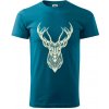 Jeleň kresba - Klasické pánske tričko vyššej gramáže - S ( Petrolejová )