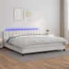 Box spring postel s matrací a LED bílá 200x200 cm umělá kůže Bílá 3134244