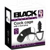 Black Velvet - silikónový penisový klietka s anál plugom (čierna)