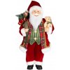 Dekorácia MagicHome Vianoce, Santa, s darčekom a medveďom, červený, 60 cm