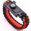 SURVIVAL náramok kompas+píšťalka a nôž Červeno-čierny