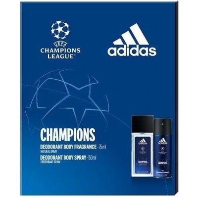 Adidas UEFA Champions League Dare Edition VI dezodorant sklo 75 ml + sprchový gél 250 ml + deospray 150 ml darčeková sada
