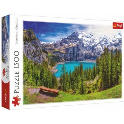 Trefl Puzzle Jazero Oeschinen Alpy, Švajčiarsko 1500 dielikov 85x58cm v krabici 40x26x6cm
