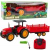 LeanToys Dálkově ovládaný zemědělský traktor s přívěsem LEAN Toys RC Red