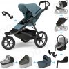 Set 10v1 Thule Urban Glide 3 Mid Blue s magnetickou sponou + madlo + vanička Dark Slate + pláštenky a moskytiéry Thule + Autosedačka Thule Maple Light Gray s ISOFIX základňou Thule Alfi a adaptérmi