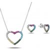 Olivie Russo sada strieborných šperkov farebné srdce 2882
