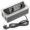 Zásuvková lišta výklopná, dĺžka napájacieho kábla: 1,5 m, 2 zásuvky + USB A + C, strieborná, GT-AE-PBSUC2GU-53N