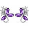 Nefertitis Náušnice strieborné s brúsenými africkými ametystmi a zirkónmi Ag 925 015728 AFAM NF37435 - 1,5 cm, 3,7 g