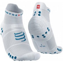 Compressport Bežecké ponožky Pro Racing Socks v4.0 Run LOW White/Fjord Blue