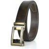 Kožený opasok s automatickou prackou ANTIQUE BRASS ELEGANT Olivová