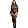 Le Desir Bodystocking Plus Size s golierom a dlhým rukávom