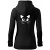 Mačka mňau - Mikina dámska trendy zipper s kapucňou - L ( Čierna )