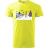 Panoráma lyžovania - Klasické pánske tričko vyššej gramáže - L ( Neonová žltá )