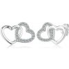 Olivie Strieborné moissanitové náušnice SPOJENÁ SRDCE 9812 Ag 925; ≤1,2 g.