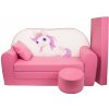 Rozkladacia detská pohovka s Bobkom a vankúšikom Poník - Svetlo ružová