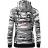 Mačka - srdce namiesto nosa - Mikina dámska trendy zipper s kapucňou - L ( Šedý maskáč )