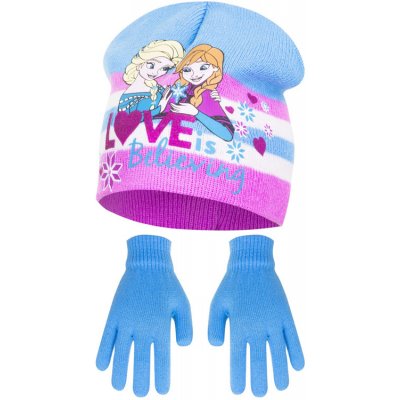 Tyrkysová čiapka a rukavice Frozen II