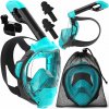 Celotvárová maska na šnorchlovanie Renew Force so šnorchlom, 180° výhľad, modrá