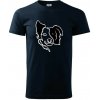 Border kólia obrys hlavy - Klasické pánske tričko vyššej gramáže - S ( Tmavomodrá (veľmi tmavá - skoro čierna) )