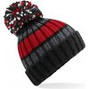 Beechfield Čepice B 392 Hygge s pruhy, pletená COT530392acj99-black cherr UNI Černá třešeň