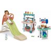Set šmykľavka s vodnou hrou a stánok so zmrzlinou KS Slide Life Smoby dĺžka šmyku 150 cm a zverolekársky vozík s plyšovým psíkom