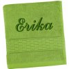 Froté osuška s výšivkou mena Bellatex, olivová, 50x100 cm