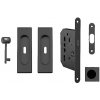 Set na posuvné dvere hranatý MP - BB/S (BS - Čierna matná), Otvor pre obyčajný kľúč BB, MP BS (čierna mat)
