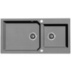 Kuchinox Milos, 2-komorový granitový drez 980x500x215 mm + sifón, šedá matná, LAV-SPM_5209