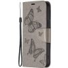 Peňaženkové puzdro Embossing Pattern Motýľ sivé – Samsung Galaxy A54 5G
