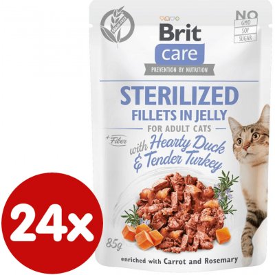 Brit Care Cat Sterilized Fillets in Jelly with Hearty Duck&Tender Turkey 24 x 85 g