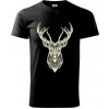 Jeleň kresba - Klasické pánske tričko vyššej gramáže - 3XL ( Čierna )