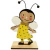 Drevená dekorácia - včielka v šatách na stojane