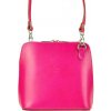Diva Kožená malá dámska crossbody kabelka tmavo ružová
