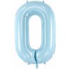 PartyDeco Fóliový balón narodeninové číslo 0 svetlomodrý 86 cm