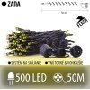 Zara led svetelná reťaz vonkajšia flash - 500led - 50m - teplá biela / flash prebliknutie studená biela