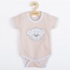 Dojčenské bavlnené body s krátkym rukávom New Baby BrumBrum old pink grey Ružová