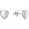 Strieborné náušnice kôstky srdiečko so zirkónmi 11471.1