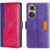 Peňaženkové kožené puzdro Contrast na Honor 50 - Fialová a Ružová