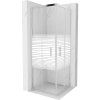 Mexen Rio, štvorcový sprchovací kút s posuvnými dverami 70(dvere) x 70(dvere) x 190 cm, 6mm číre sklo s pásikmi, chrómový profil, 860-070-070-01-20