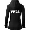 Yoga nápis - Mikina dámska trendy zipper s kapucňou - S ( Čierna )
