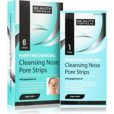 Beauty Formulas Clear Skin Purifying Charcoal čistiaca maska s aktívnym uhlím na nos 6 ks