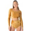 Dragonfly, Zamatový crop top PAVI 28, zlatá L.XL