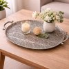 Dekoračný kovový podnos s rúčkami 55 cm (Elegantný dekoratívny podnos na servírovanie a aranžovanie do interiéru)